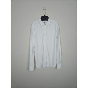 Flag & Anthem Men's Size M White Dot Print Button Up Performance Dress Shirt